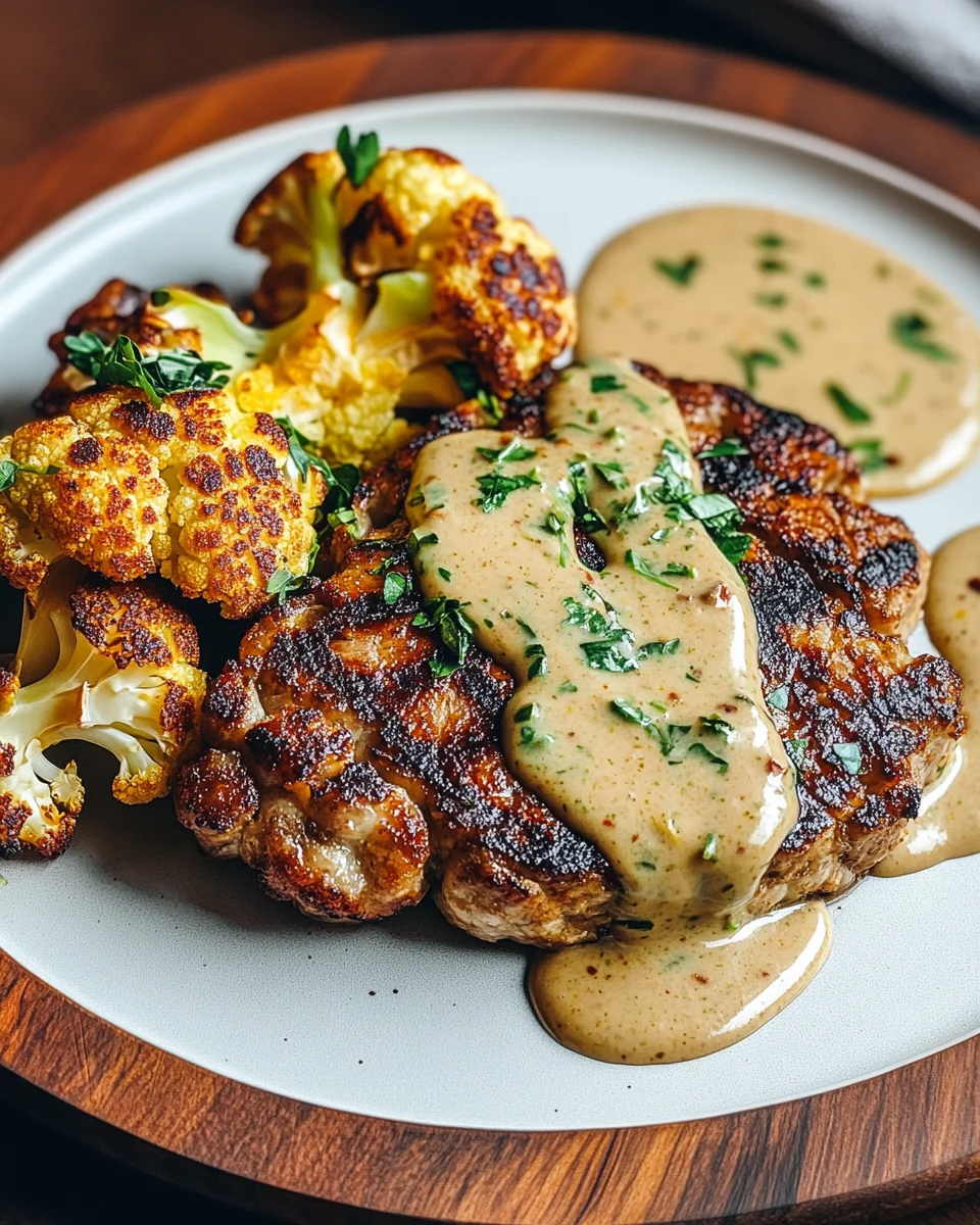 Blumenkohlsteak mit Pfefferrahmsauce 20 Blumenkohlsteak
