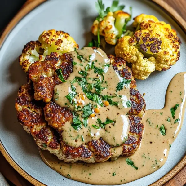 Blumenkohlsteak mit Pfefferrahmsauce