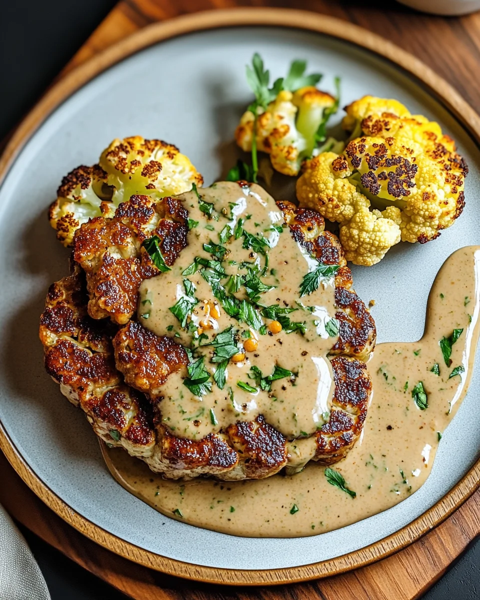 Blumenkohlsteak mit Pfefferrahmsauce 22 Blumenkohlsteak mit Pfefferrahmsauce