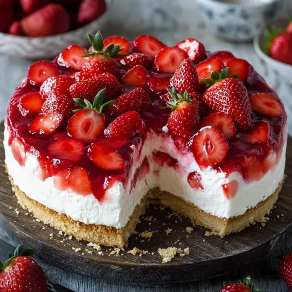 Erdbeertorte mit Biskuit und Quark