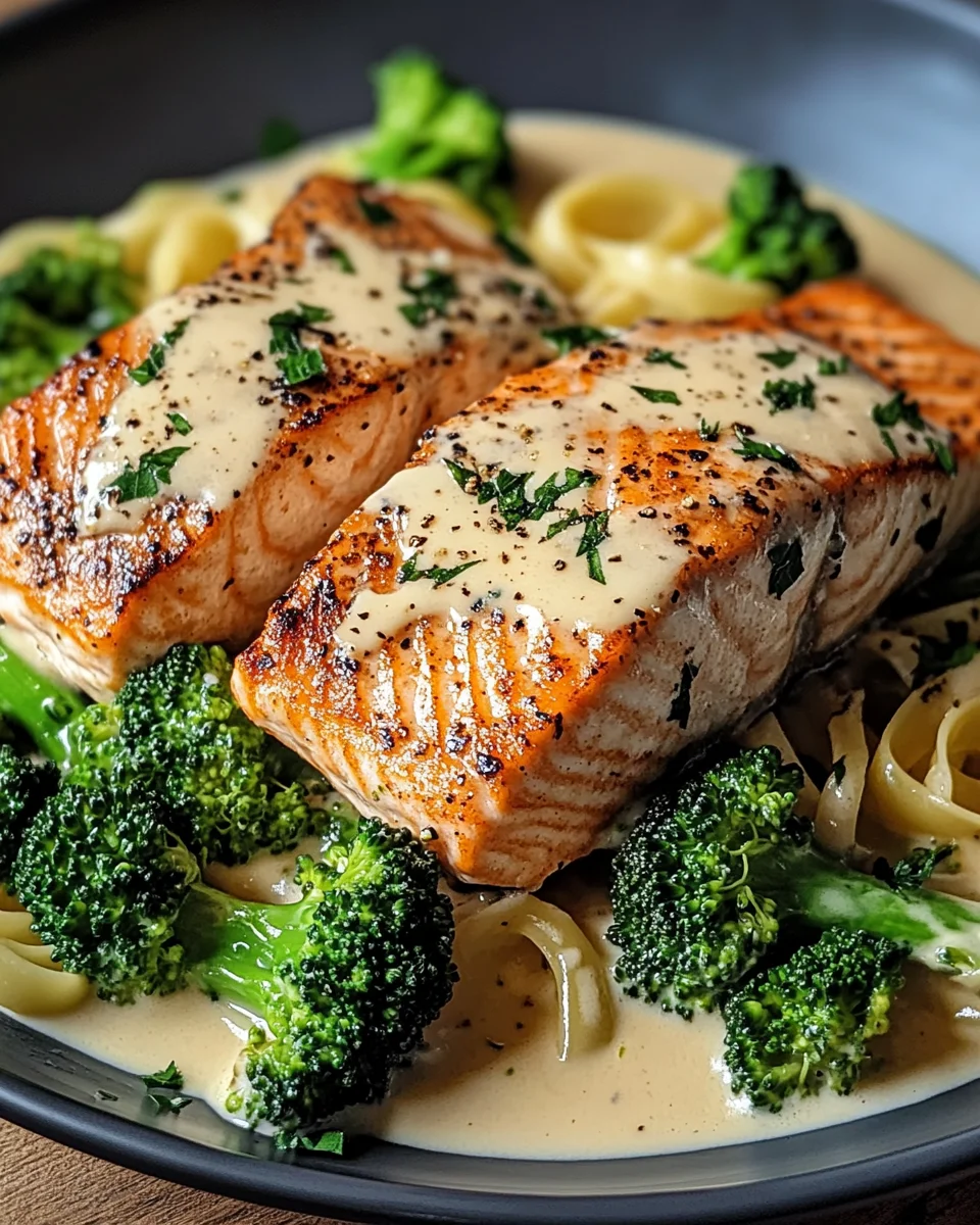 Gebratener Lachs und Brokkoli Alfredo 16 Gebratener