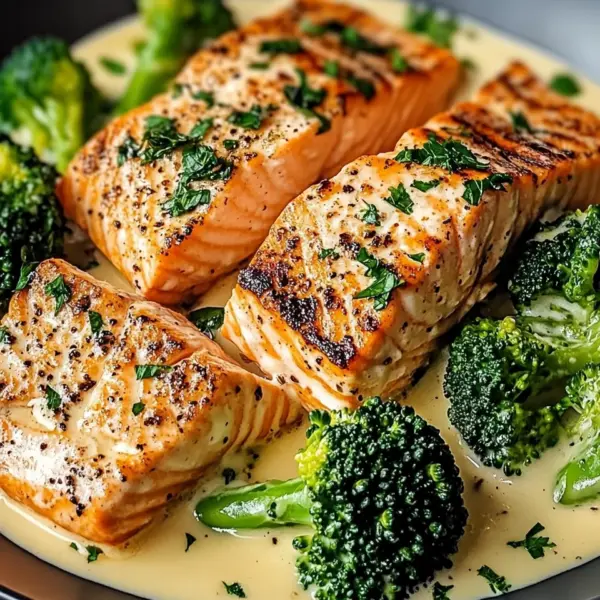 Gebratener Lachs und Brokkoli Alfredo