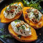Gef&uuml;llte S&uuml;&szlig;kartoffeln mit Burrata