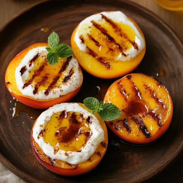 Gegrillte Pfirsiche mit Joghurt und Honig