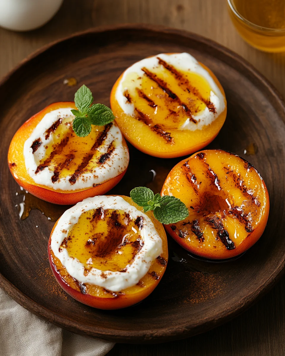 Gegrillte Pfirsiche mit Joghurt und Honig