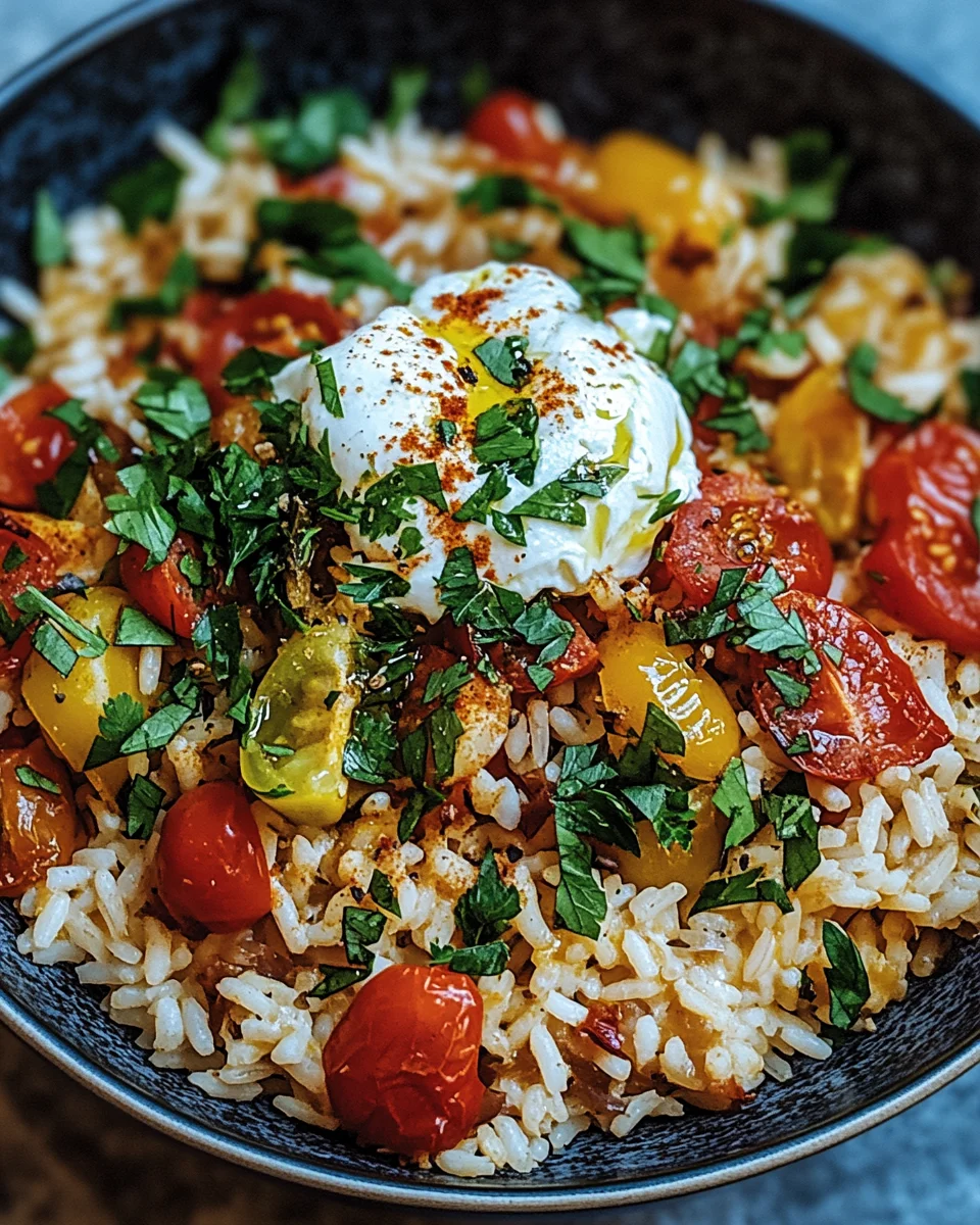 Mediterrane Reispfanne mit Burrata
