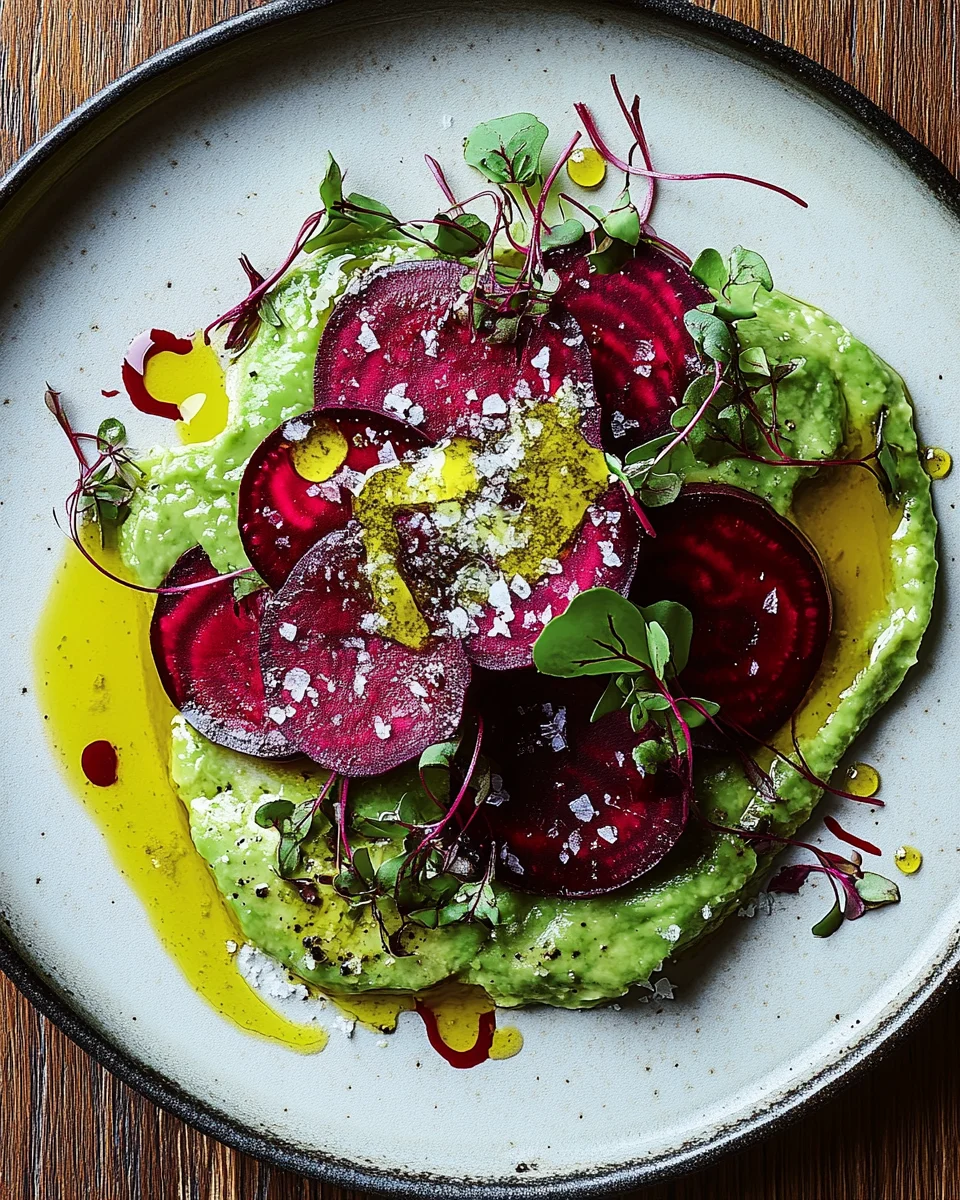 Rote Bete Carpaccio auf Avocadocreme