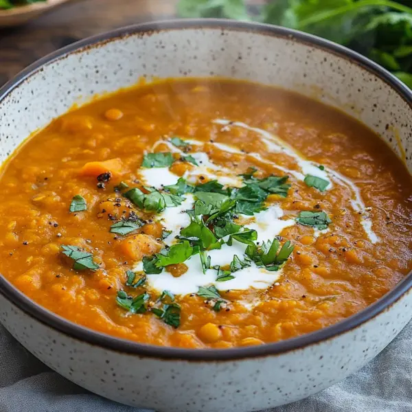 Rote Linsensuppe mit Süßkartoffeln