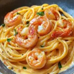 Spaghetti mit Garnelen in Frischk&auml;sesauce