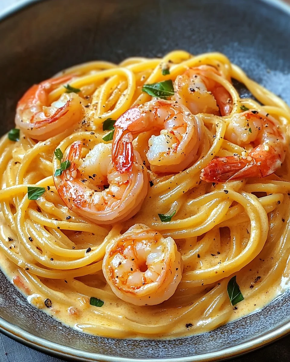 Spaghetti mit Garnelen in Frischkäsesauce 22 Spaghetti mit Garnelen in Frischkäsesauce