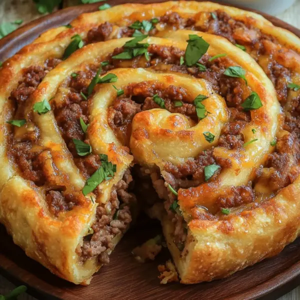 Teig eingerollt mit Hackfleisch Rezept