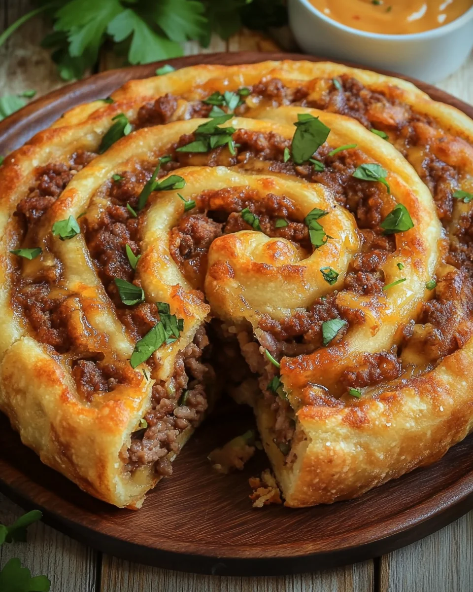 Teig eingerollt mit Hackfleisch Rezept