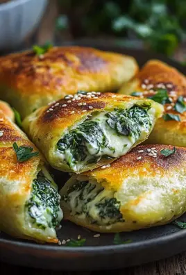 Vegane Kartoffeltaschen mit Spinat-Frischkäse-Füllung