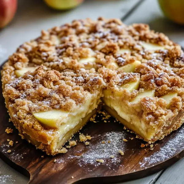 Apfelkuchen vom Blech - mit Pudding und knusprigen Streusel