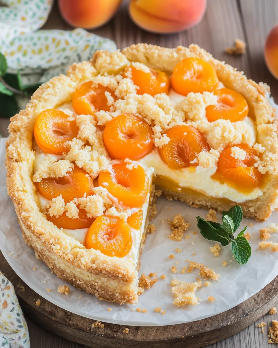 Aprikosenkuchen mit Quark und Streuseln