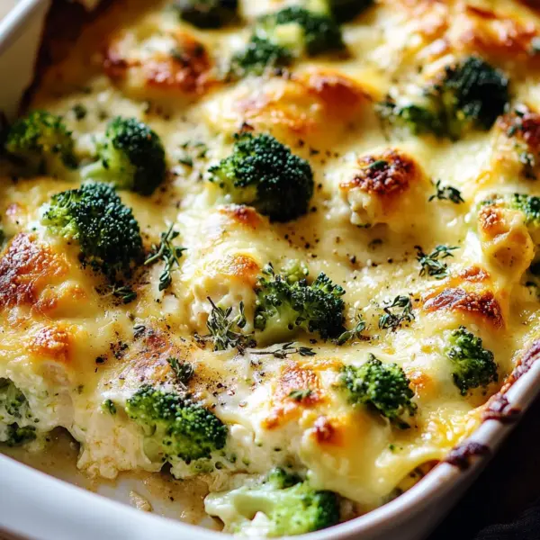 Brokkoli Hähnchen Auflauf mit Frischkäse und Mozzarella