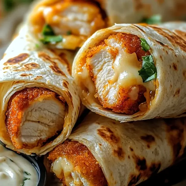 Crispy Cheesy Garlic Chicken Wraps