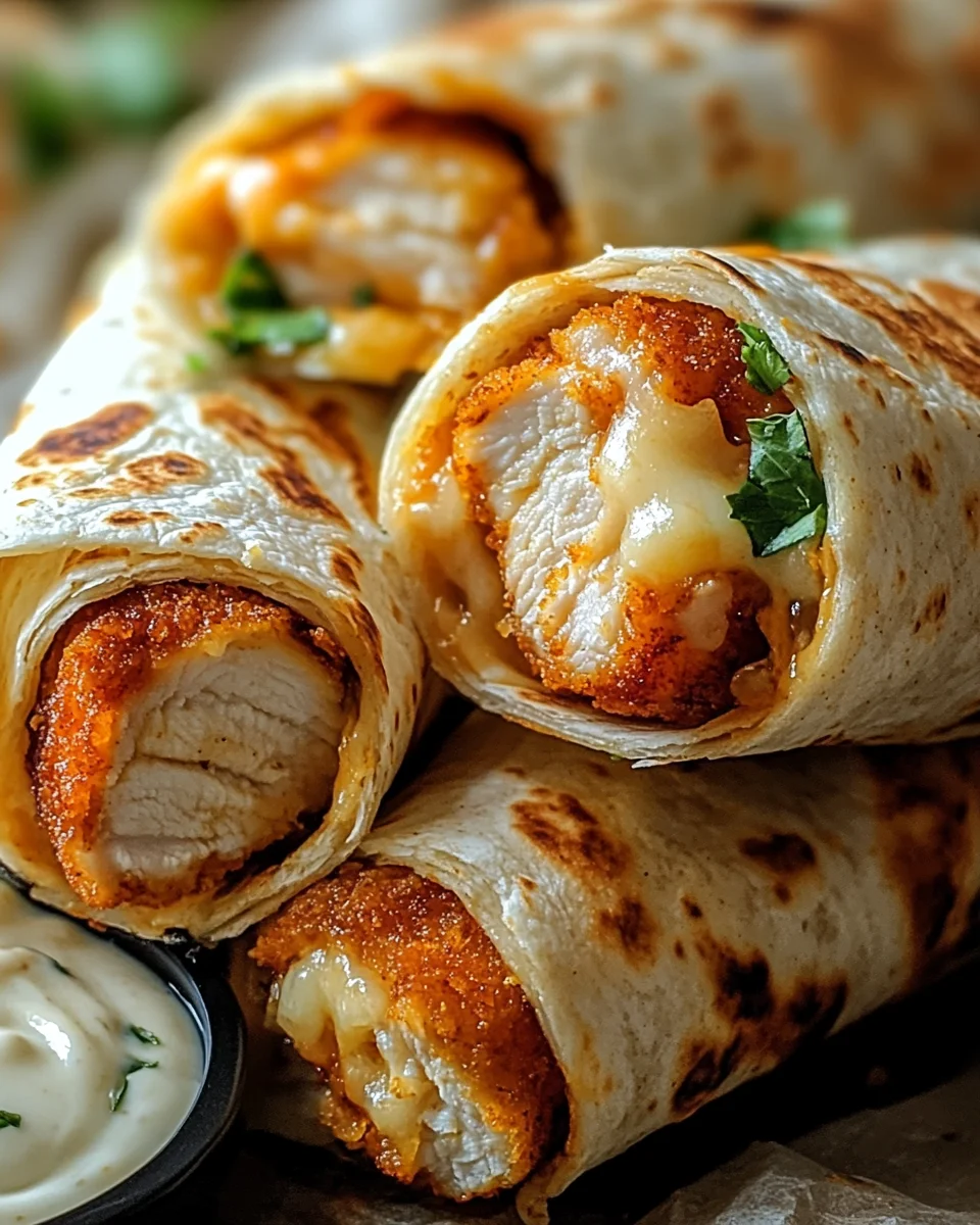 Crispy Cheesy Garlic Chicken Wraps