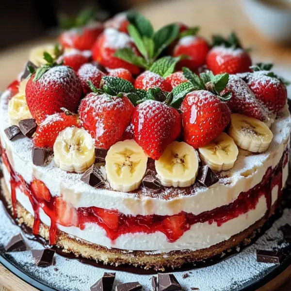 Erdbeer-Stracciatella-Bananen-Torte