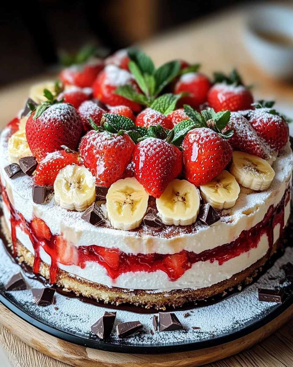 Erdbeer-Stracciatella-Bananen-Torte