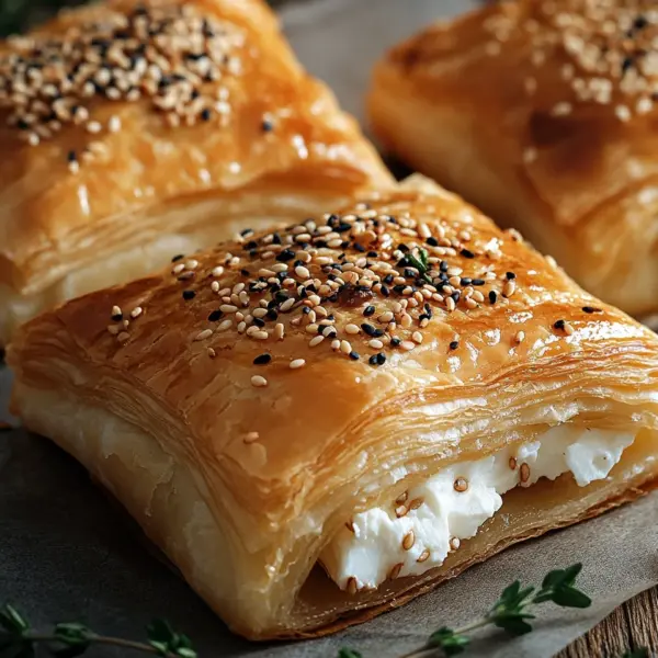 Feta im Blätterteig mit Sesam und Thymian