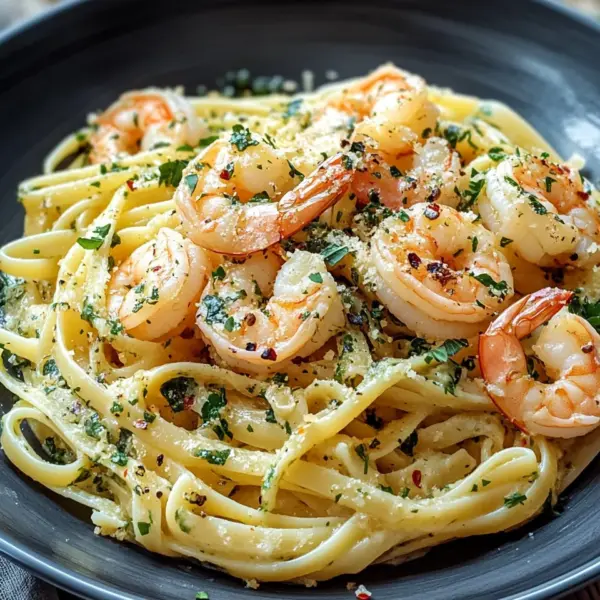 Garnelen Pasta mit Kräuterbutter und Knoblauch