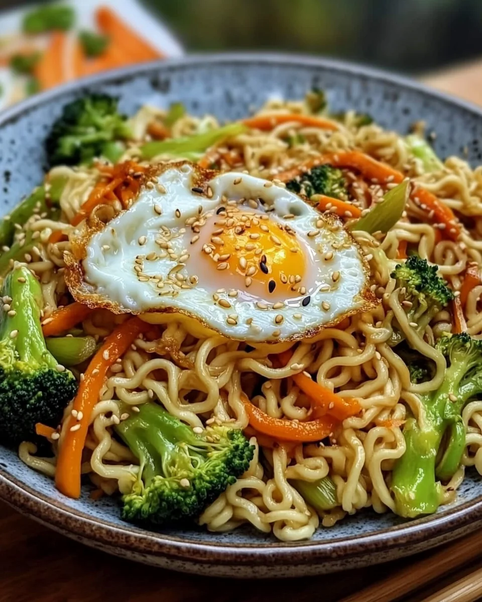 Gebratene Nudeln mit Gem&uuml;se und Ei - asiatisch