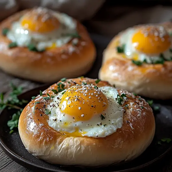 Gefüllte Frühstücksbrötchen mit Ei und Käse – im Ofen gebacken
