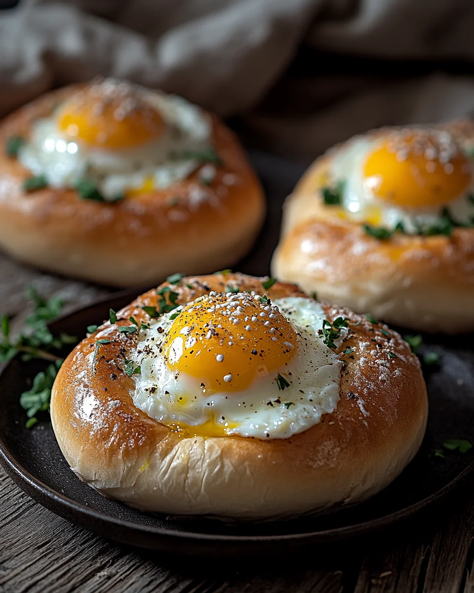 Gefüllte Frühstücksbrötchen mit Ei und Käse – im Ofen gebacken