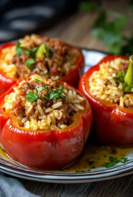 Gefüllte Paprika mit Hackfleisch und Reis