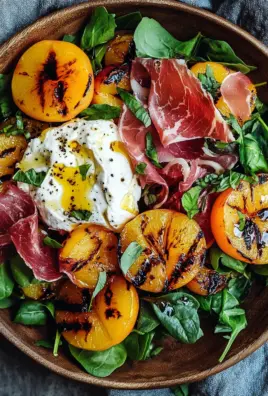 Gegrillter Nektarinen-Burrata-Prosciutto-Salat