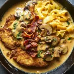 Geschmorte Schnitzelpfanne in k&ouml;stlicher J&auml;gersauce Rezept