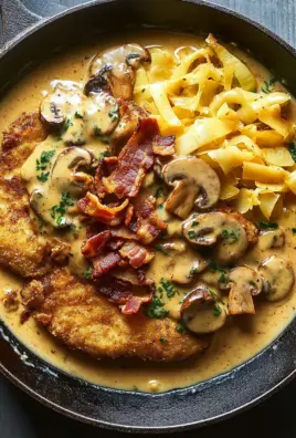 Geschmorte Schnitzelpfanne in köstlicher Jägersauce Rezept