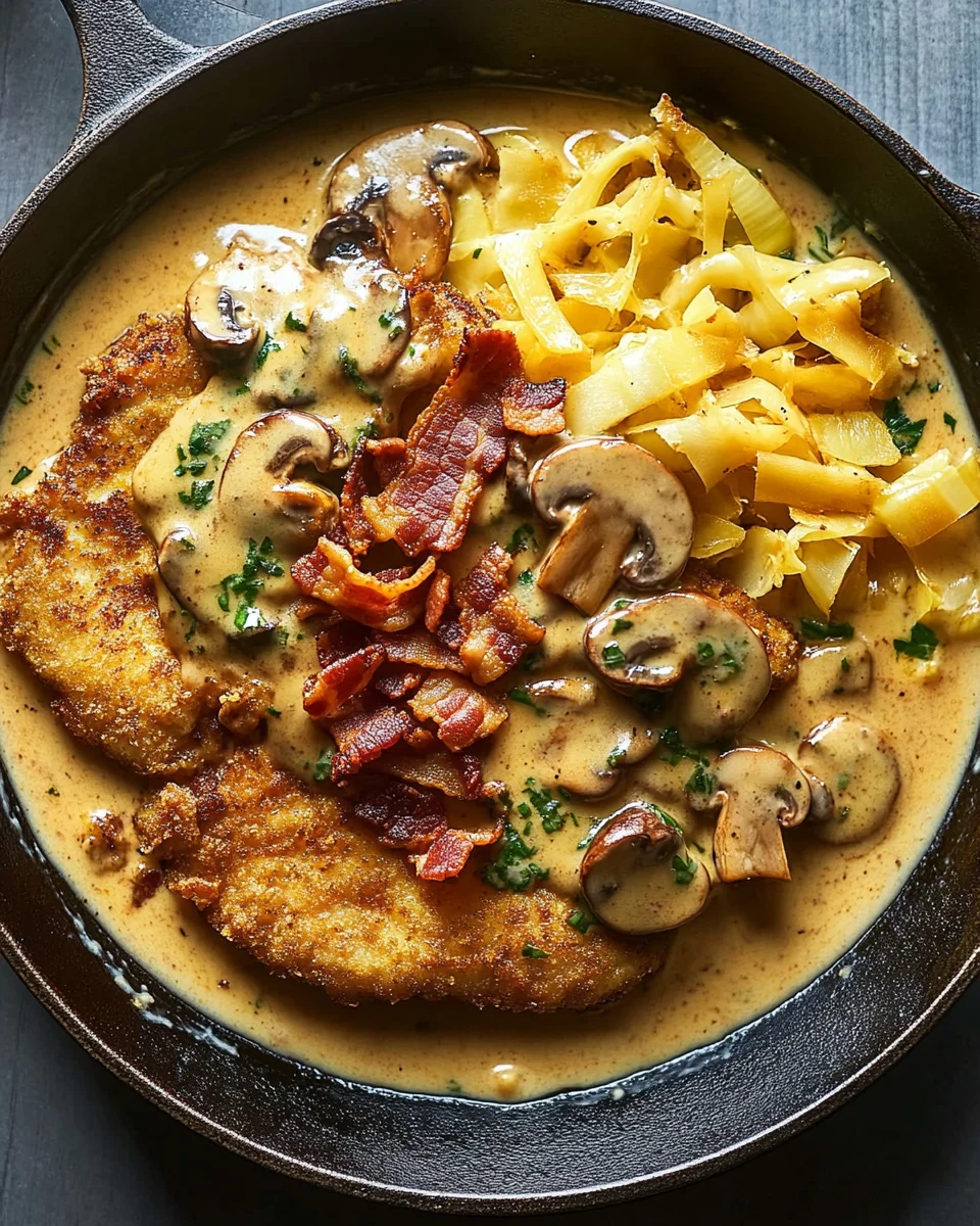 Geschmorte Schnitzelpfanne in köstlicher Jägersauce Rezept 24 Geschmorte Schnitzelpfanne in köstlicher Jägersauce Rezept