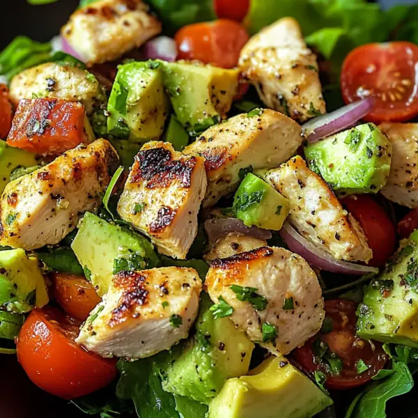 Gesunder Avocado Hähnchen Salat