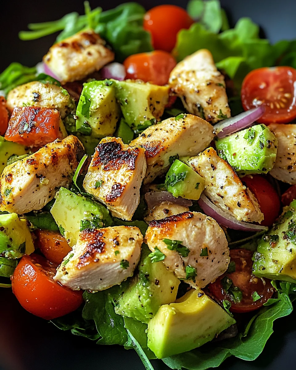 Gesunder Avocado Hähnchen Salat