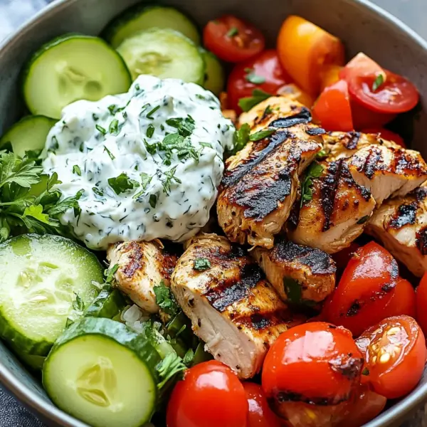 Griechische Hähnchen-Tzatziki-Bowl