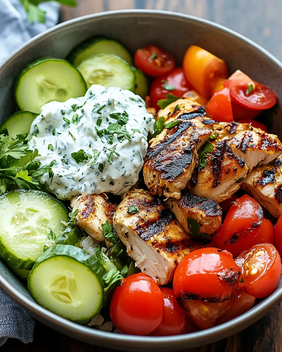 Griechische Hähnchen-Tzatziki-Bowl