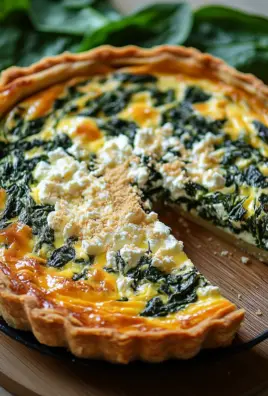 Hüttenkäse und Spinat Krustenlose Quiche