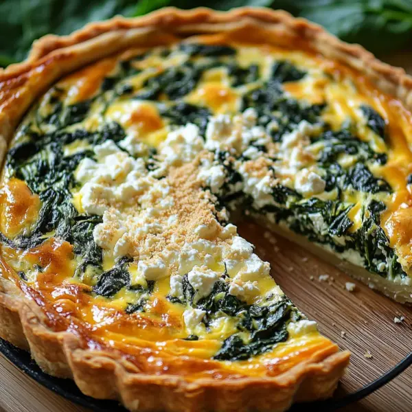 Hüttenkäse und Spinat Krustenlose Quiche