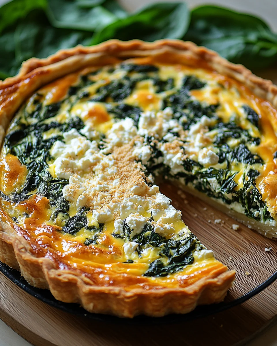 H&uuml;ttenk&auml;se und Spinat Krustenlose Quiche