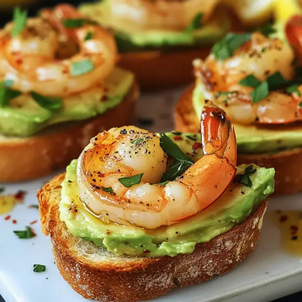 Knoblauch-Garnelen-Crostini mit Avocado