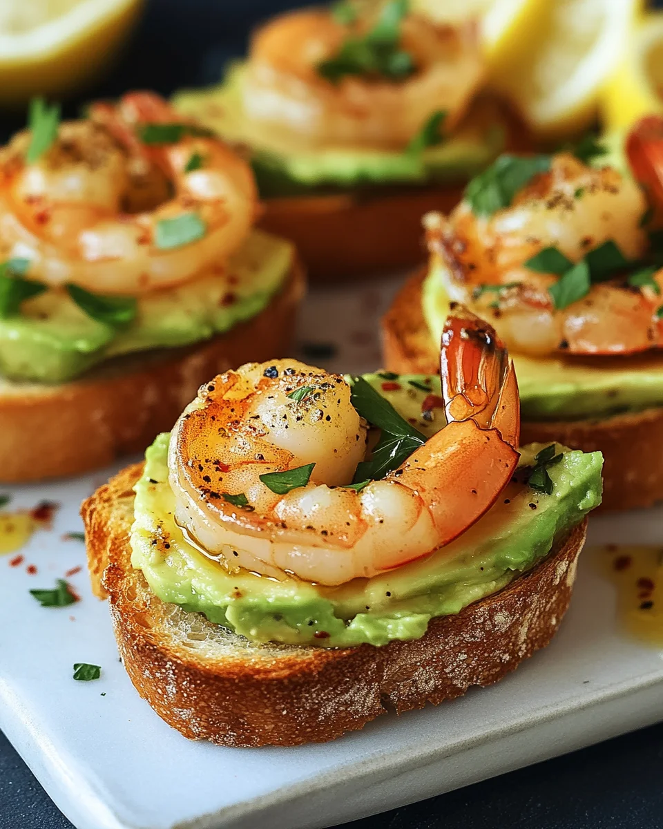Knoblauch-Garnelen-Crostini mit Avocado