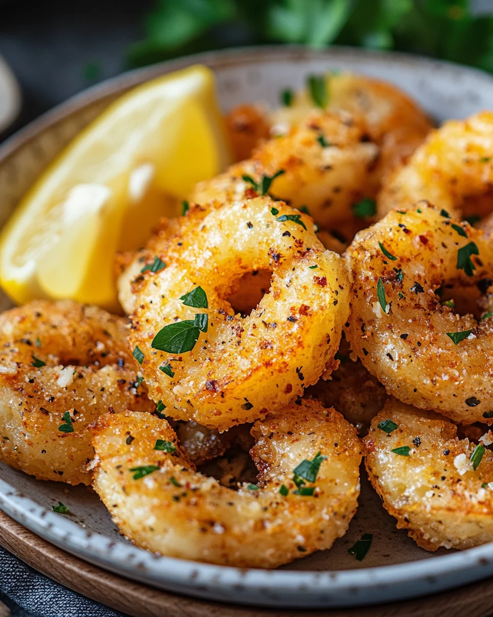 Knoblauch Parmesan Garnelen aus der Heißluftfritteuse