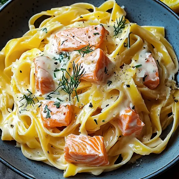 Lachs-Tagliatelle mit cremiger Zitronensoße