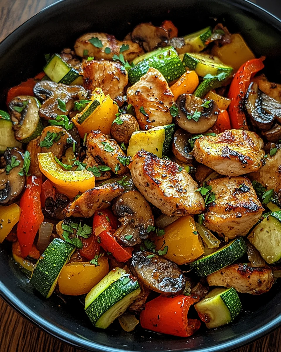 Low-Carb Gem&uuml;sepfanne mit Gefl&uuml;gel