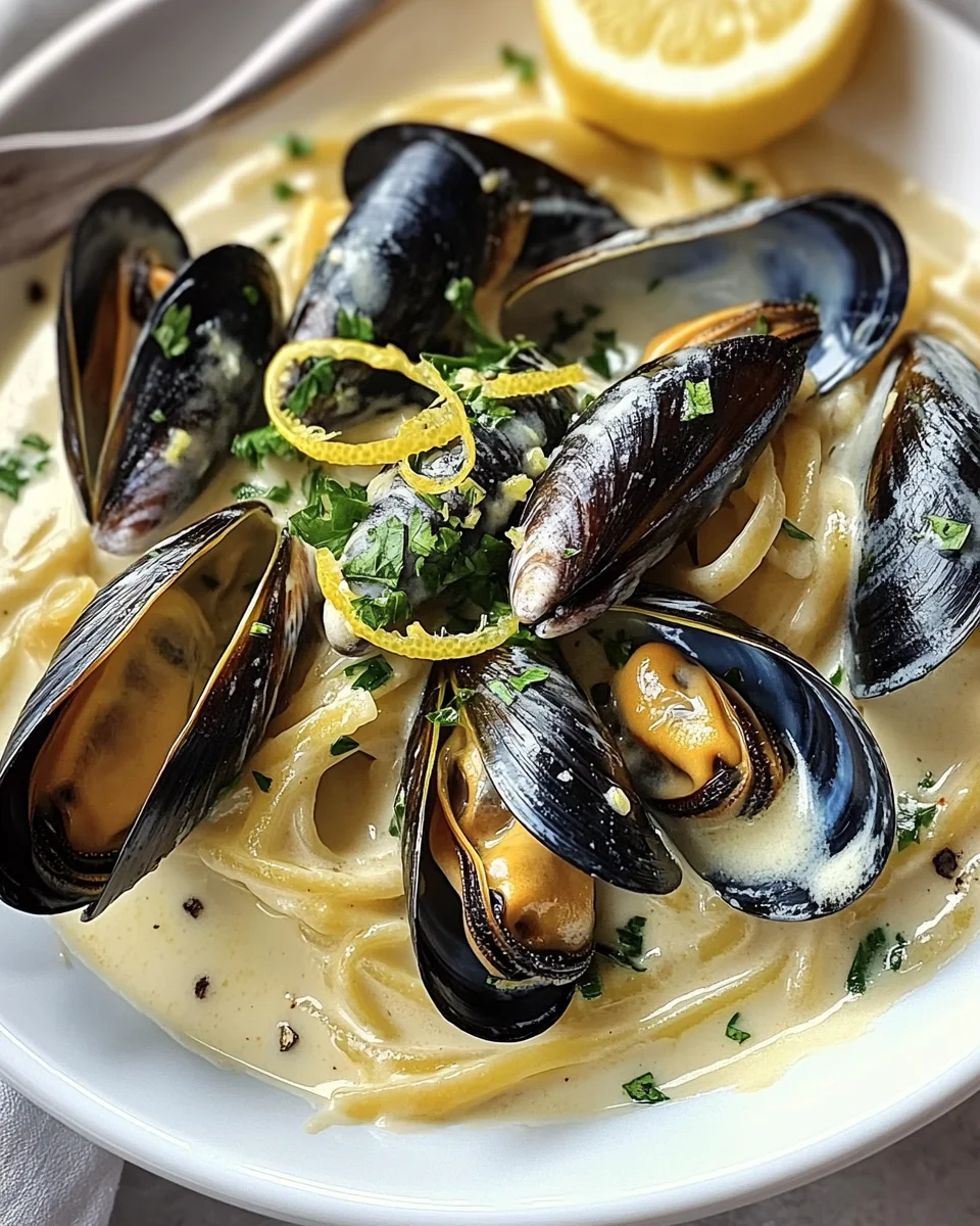 Muscheln in Knoblauch-Zitronen-Sahnesoße 20 Muscheln