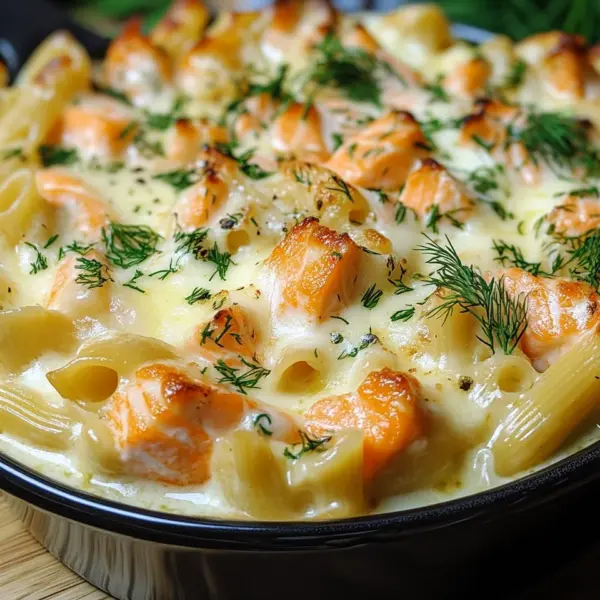 Nudelauflauf mit Lachs und Sahne