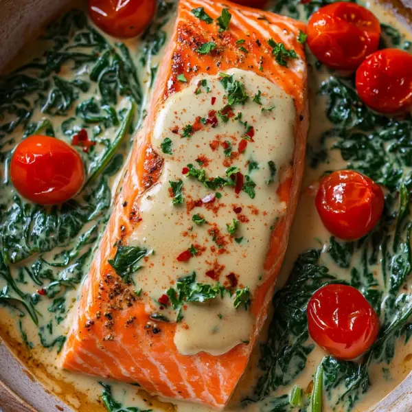 Ofenlachs mit Spinat