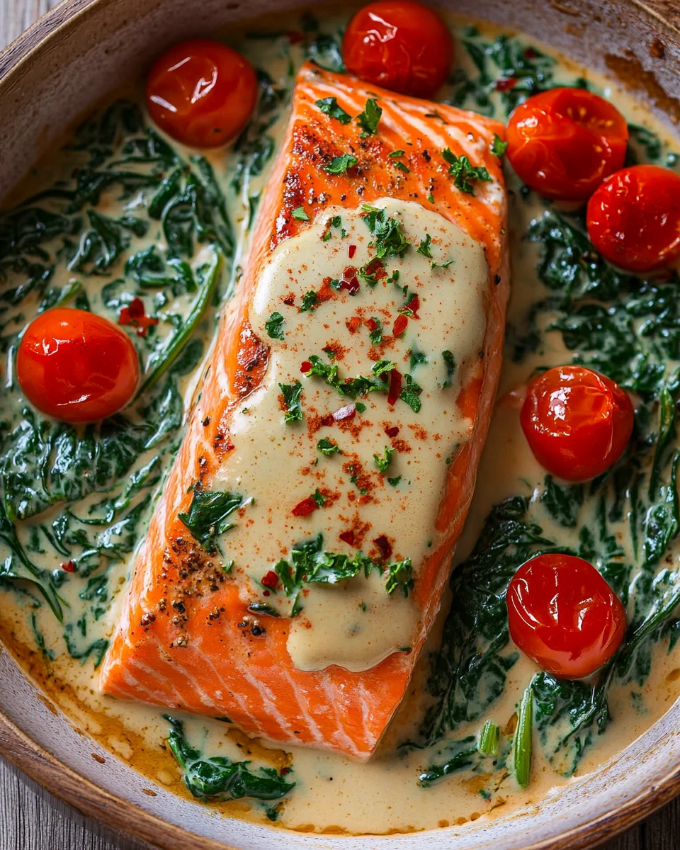 Ofenlachs mit Spinat